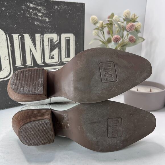 Dingo Primrose Embroidered Floral Western Leather Ankle Booties White Women 9.5M - Picture 9 of 11